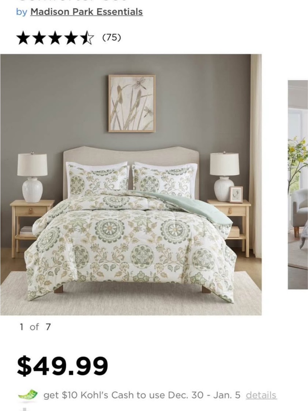 Madison Park Sage and White Medallion Comforter Set